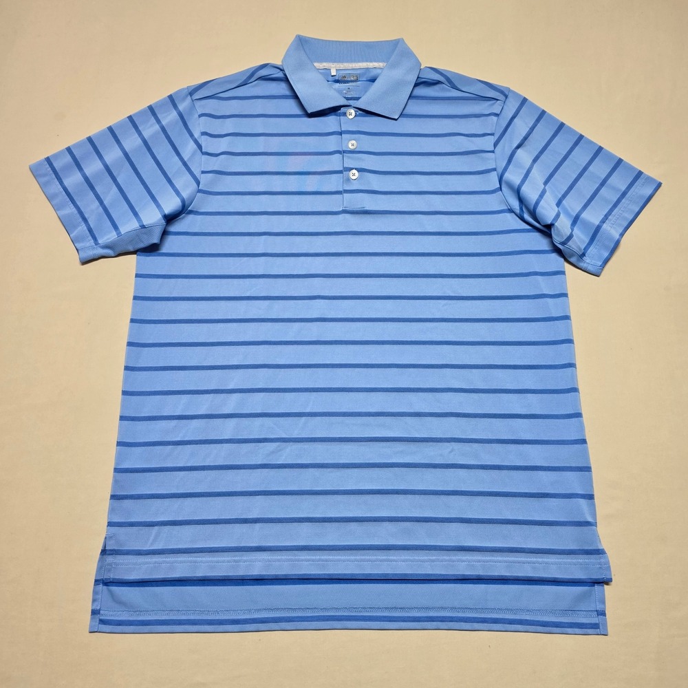 Adidas ClimaCool Mens Golf Polo Shirt Blue Striped Short Sleeve Size Medium